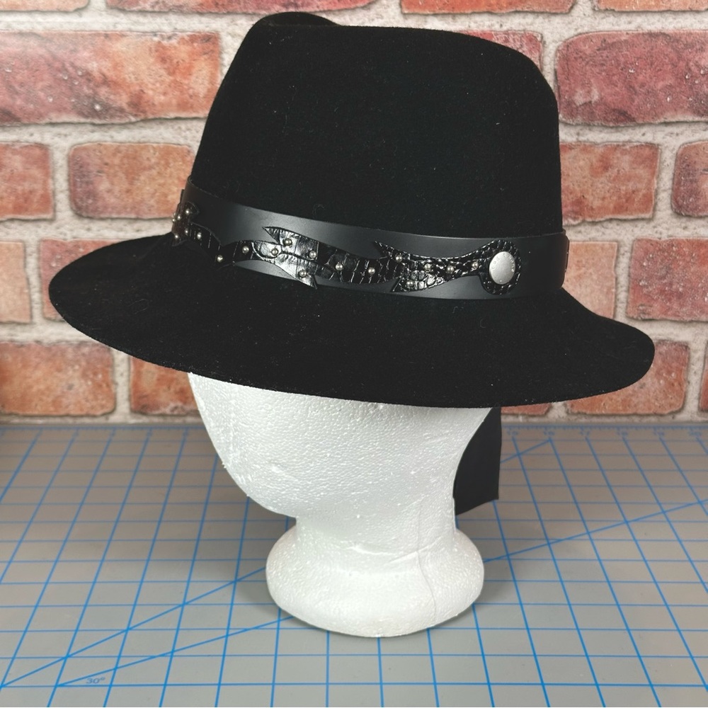 Rag & Bone Hat Women Medium Wool Floppy Brim Felt Fedora Leather Band BRAND NEW